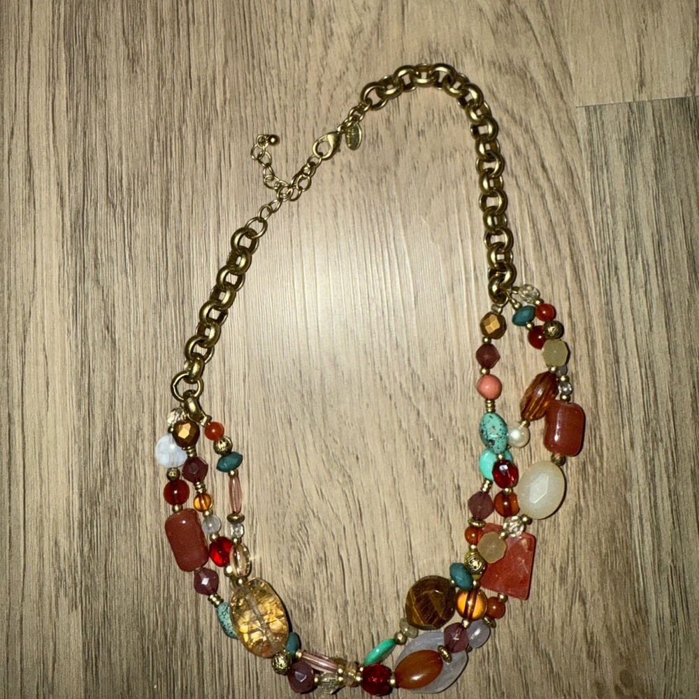 ⭐ Lia Sophia Gold Necklace with Multicolor Beads⭐